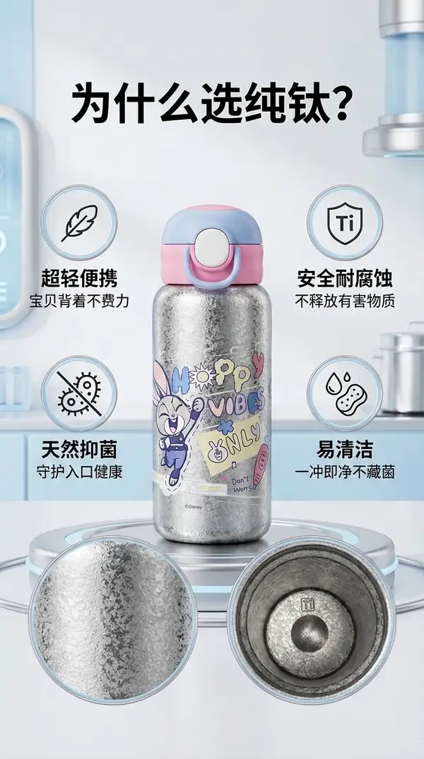 纯钛儿童保温杯内胆材质细节展示 纯钛儿童保温杯内胆材质细节展示