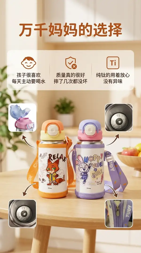 500ML纯钛卡通儿童保温杯不同款式展示 500ML纯钛卡通儿童保温杯不同款式展示