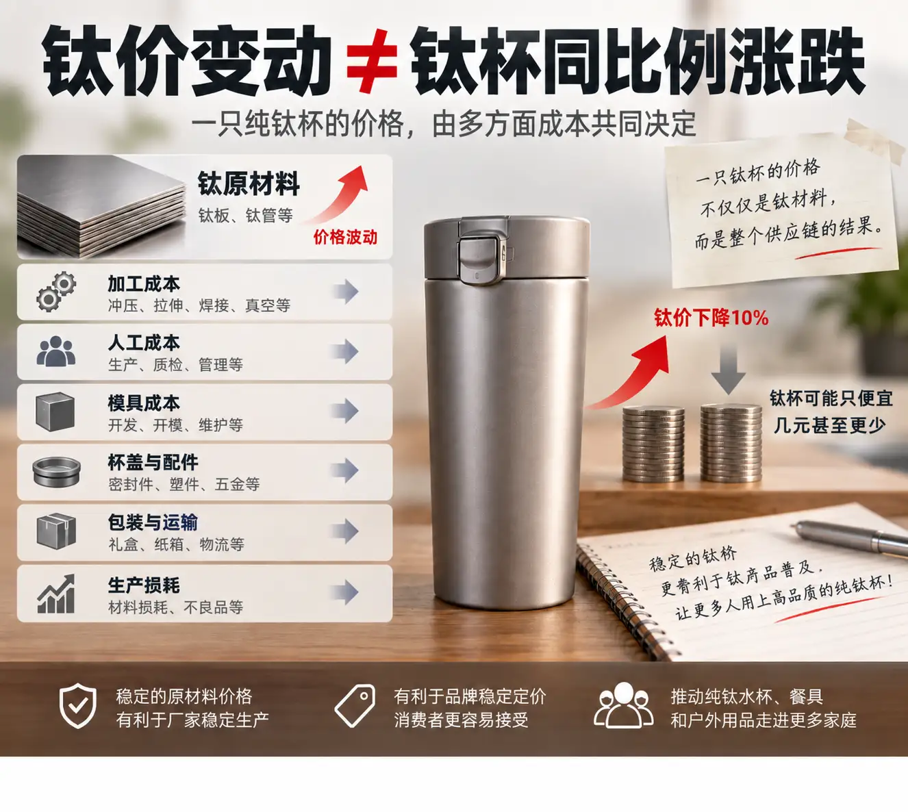 钛价变动≠钛杯同比例涨跌 钛价变动≠钛杯同比例涨跌